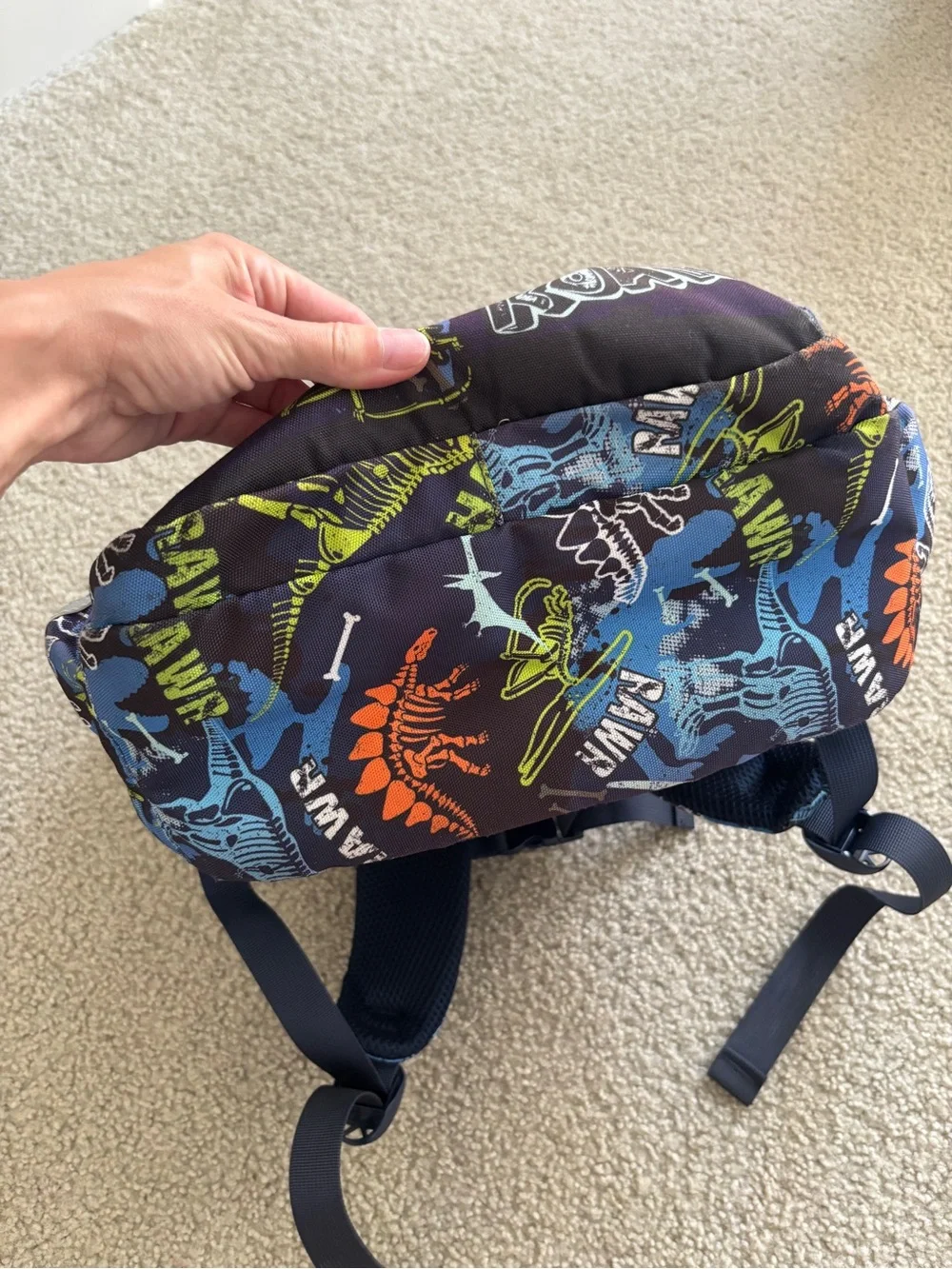 Kids' Purple Dinosaur Backpack with Lime Trim